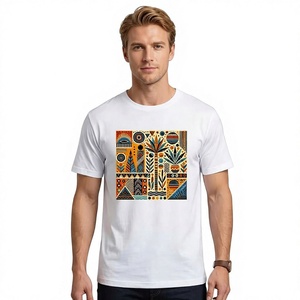 Camiseta Blanca de Cuello Redondo y Manga Corta para Hombre, con Estampado de Dibujos Animados, Ecológica, 180g, 100% Algodón, Informal, Cómoda, con Logotipo Frontal - Product Image 1