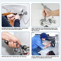 Clé à molette réglable professionnelle, outils de plombier pour l'installation de nouveaux butées d'angle à compression et le retrait des anneaux de compression