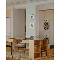 Bureau d'ordinateur commercial moderne et minimaliste en bois, grand format, avec plateau en verre, multifonctionnel, rectangulaire, pour plusieurs personnes
