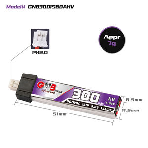 Batterie LiPo GAONENG GNB 1S 300mAh 3.8V avec connecteur Molex en plastique 1.25 HV LiHV 60C 120C Inductrix pour FPV BNF BLADE RC Horizon <span class=keywords><strong>Eflite</strong></span> - Product Image 3