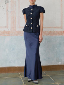 TWOTWINSTYL da donna nuovo elegante e snellente <span class=keywords><strong>due</strong></span> pezzi Set tunica manica corta e gonna a vita alta Hit Color tinta unita - Product Image 3