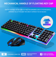 Ensemble clavier et souris filaire CJ712 avec éclairage LED, combos clavier et souris de jeu pour ordinateur portable, combos clavier et souris