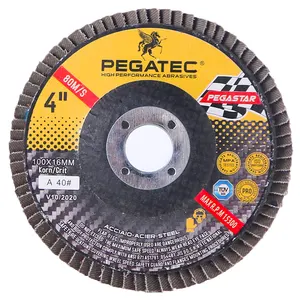PEGATEC Hot Selling 100x16mm abrasive sanding 40 grid flap disc