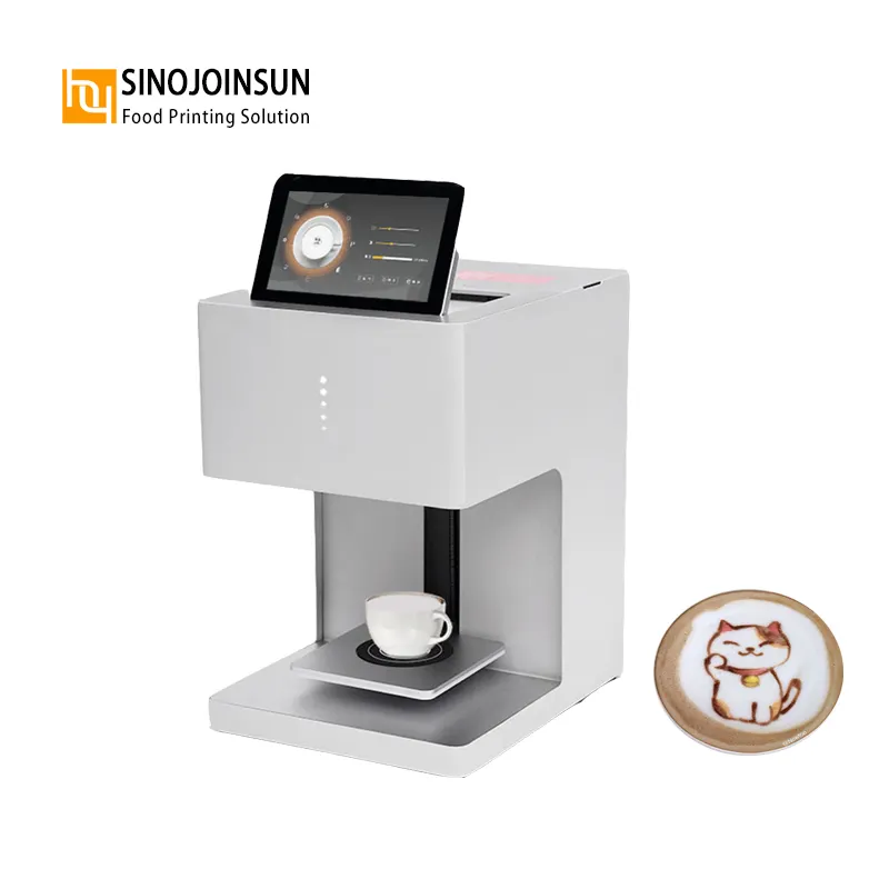 3D खाद्य कॉफी और केक प्रिंटर के लिए वाईफाई के साथ फोम दूध कॉफी लट्टे कला की फोटो प्रिंट मशीन मुद्रण फोम छवियों