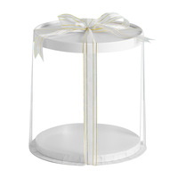 Boîte à gâteau transparente en PET avec logo personnalisé avec poignée, boîte d'emballage de gâteau ronde en stock
