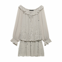 PB&ZA Femme 2026 Nouvelle Robe Mini Chic Tendance Été Élégante à Paillettes Superposées Ample Manches Longues Robe Femme