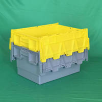 Boîtes de rangement, caisses de déménagement, conteneurs en plastique robuste avec couvercle coulissant, empilables, recyclables, paniers de rangement en maille