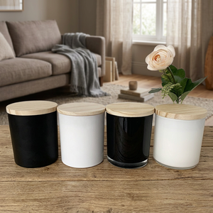 Bocaux en verre pour bougies de Noël avec couvercles en bambou, récipients cylindriques – Résistants à la chaleur, écologiques, vides, réutilisables, décoration d'intérieur, vente en gros - Product Image 3