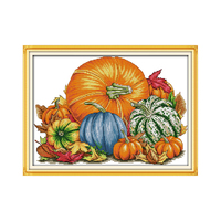 Tissu Aida brodé pré-imprimé motif Citrouille 16/14/11CT, fil DMC, kit de broderie DIY, toile pour point de croix