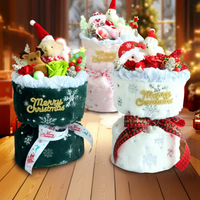 Buket Natal Boneka, Bunga Kering, Nuansa Mewah, Bunga Abadi Malam Natal, Bunga Kartun