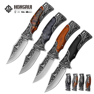 Cuchillo táctico plegable al por mayor con grabado <span class=keywords><strong>de</strong></span> lobo, mango <span class=keywords><strong>de</strong></span> resina y madera personalizado, cuchillo <span class=keywords><strong>de</strong></span> bolsillo para supervivencia al aire libre, cuchillos <span class=keywords><strong>de</strong></span> caza, varios estilos - Product Image 1