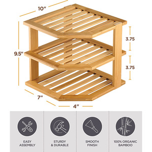 Kitchen Corner Storage Rack Bamboo <b>Spice</b> Rack For Kitchen Counter Rustic Design - Product Image 5