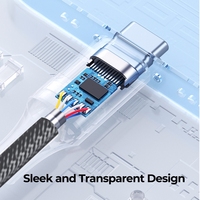 Cables de Datos USB C a C de 2 m para Samsung, Cable de Carga para Móvil Tipo C, Cable de Datos de Carga Rápida Transparente con Trenzado de Nailon