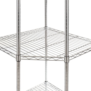 Étagère d'angle pentagonale à 4 niveaux en fil métallique robuste, réglable, avec roulettes et pieds de nivellement, noire, pour cuisine - Product Image 3