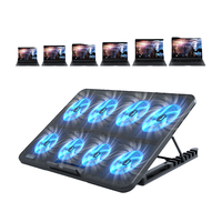 8 Ventilateur silencieux Gaming Laptop Cooling Pad Stable 7-height Stand Réglable Vitesse du vent Port 2-USB Support de téléphone pour ordinateurs portables