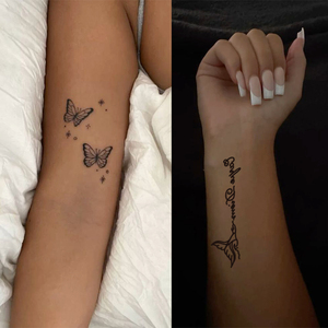 Autocollants de <span class=keywords><strong>tatouage</strong></span> temporaire pour femmes, 30 pièces/ensemble, cœur noir/pendragne/floral et céleste, faux <span class=keywords><strong>tatouage</strong></span> imperméable, autocollant imperméable - Product Image 5