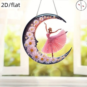 Songwoo Peinture Diamant 5D DIY, Ornement Solaire à Couverture Complète, Motifs Lune Croissante, <span class=keywords><strong>Danseuse</strong></span> de Ballet, Marguerite Florale - Product Image 3