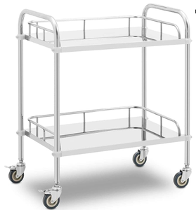Chariot médical à 2 niveaux en acier inoxydable avec garde-corps |   Chariot de traitement mobile pour clinique hospitalière - Product Image 1
