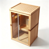 Sauna en bois de pruche pour 1 à 2 personnes, 1200x1000x2000mm, infrarouge et vapeur sèche, pour intérieur