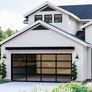 ประตูโรงรถกระจกสไตล์โมเดิร์น ประตูโรงรถแบบแบ่งส่วนอะลูมิเนียมฝ้า ขายส่ง - Product Image 2