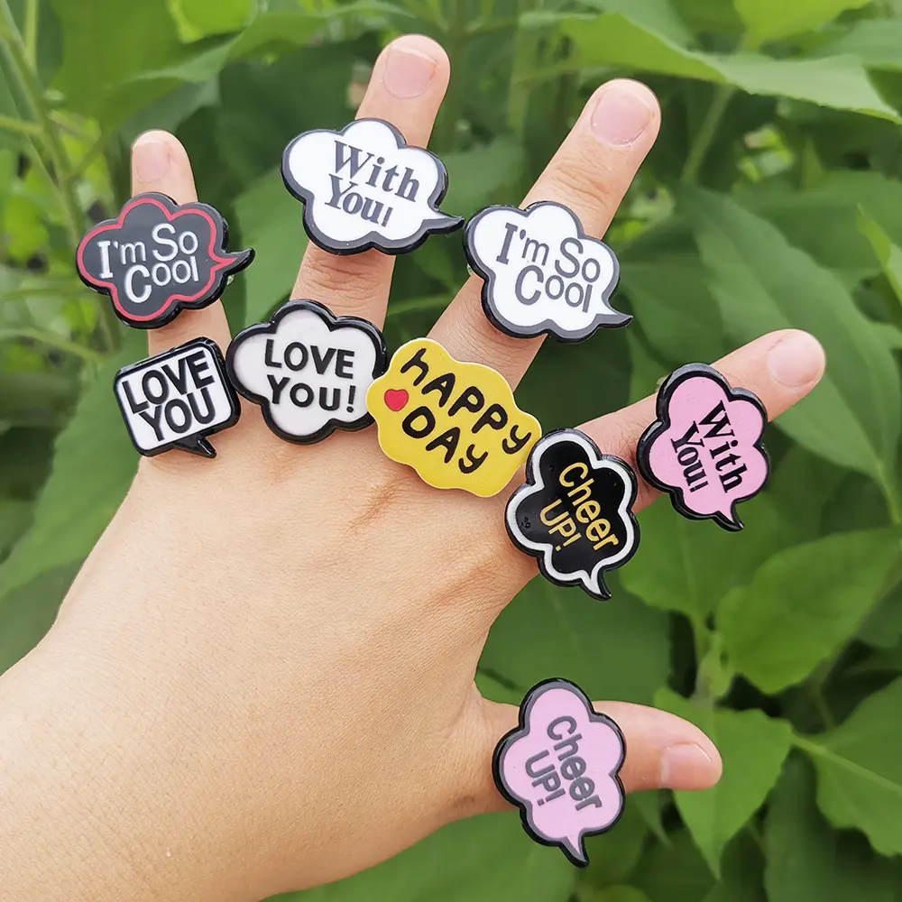 Креативный дизайн, веселые крутые акриловые кольца с надписью Cheer Up, резиновые кольца с облаком, надписью Love на английском языке