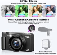 Appareil photo numérique professionnel à pointage direct 4K 72MP avec zoom 18X, mise au point automatique, vidéo, photographie, écran 2-3 pouces, carte SD, capteur CMOS, détection de sourire