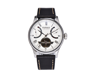Reloj <span class=keywords><strong>Parnis</strong></span> de 43 mm, Esqueleto, Automático, Mecánico, para Hombre, Deportivo de Lujo, Caja Plateada, Correa de Cuero de 22 mm, Resistente al Agua 5 BAR - Product Image 1