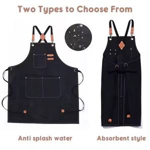 Custom Logo Chef Schorten Voor Mannen Vrouwen Met Grote Zakken Katoen Canvas Cross Back Zware Duty Verstelbare Werkschort - Product Image 4