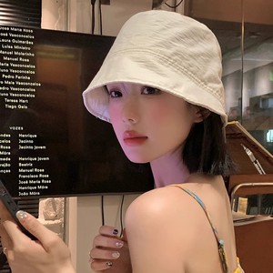 Fisherman Hat For Women Off White Canvas Sun Protection Foldable Bucket Hat Summer Casual Large Brim - Product Image 1