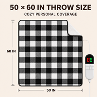 Couverture chauffante lavable 50*60 pouces en flanelle sherpa à carreaux Buffalo, 9 niveaux de chauffage, arrêt automatique, protection contre la surchauffe