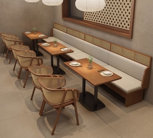 Juego de <span class=keywords><strong>restaurante</strong></span> occidental de ratán de madera maciza con tema del Sudeste Asiático para hoteles Cafés Cabina Sofás - Product Image 3