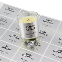 Étiquettes de bouteille de bougie parfumée en feuille d'argent brillant personnalisées feuille d'autocollants en vinyle PET avec logo imprimé UV pour cosmétiques et parfums