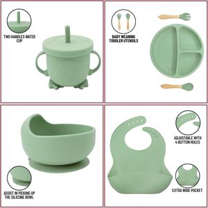 Meilleures ventes 2026 : Ensemble d'alimentation pour bébé 13 pièces, comprenant bol à ventouse, assiette, cuillère, fourchette, bavoir réglable, en silicone de qualité alimentaire sans BPA, pour 0-12 mois - Product Image 5