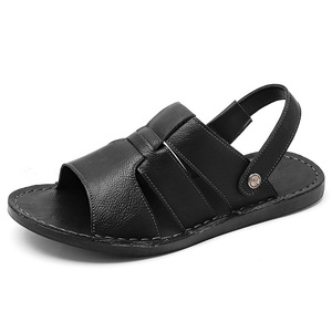 Sandalias de cuero cosidas a mano para hombre, con correa trasera convertible, sandalias casuales antideslizantes para caminatas urbanas y al aire libre. - Product Image 4