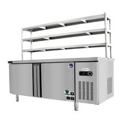 Congélateur commercial en acier inoxydable, console de travail, congélation, 2 portes, niveau d'efficacité énergétique 1, cuisine, bar à thé au lait, bar à eau