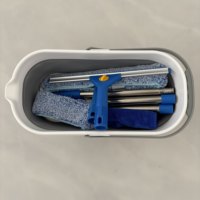 Kit de nettoyage de vitres Qingle 12 litres avec seau pliable, grattoir à vitres et raclette à fenêtre avec perche télescopique en acier