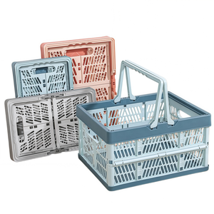 Custom Plastic Storage <strong>Foldable</strong> <strong>Basket</strong> With Handle Tabletop Shopping Picnic Portable <strong>Basket</strong> Home Organization Wholesale Bulk - Product Image 1