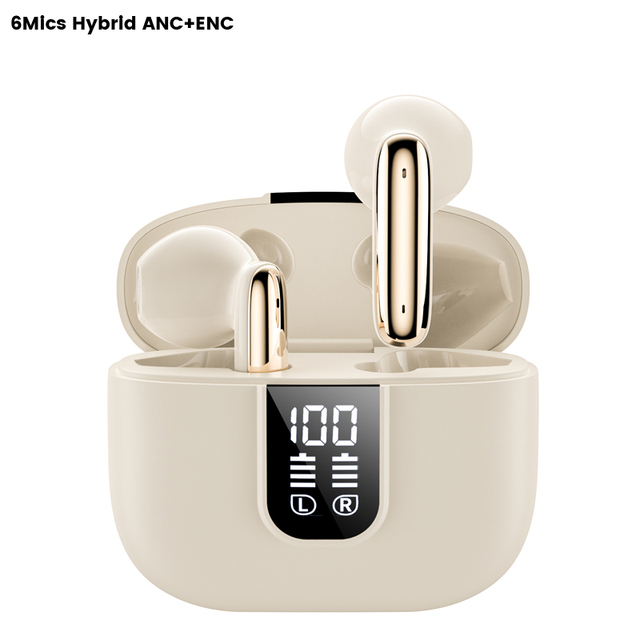 TWS Earbuds Wireless for Bluetooth V5.4 ANC ENC Semi-In-Ear with LED Digital Display 6 Mic Waterproof Power Bank