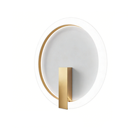 Applique murale de chevet en fer LED moderne minimaliste créative circulaire pour chambre à coucher, salon, couloir, escalier, dimmable, en acrylique