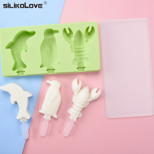 Moule à sucettes glacées en silicone à 3 cavités avec couvercle, motif dessin animé, pour desserts glacés faits maison - Product Image 2