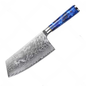 Ensemble de couteaux de cuisine à motif Damas, manche en résine bleue de luxe, couteaux de cuisine, cadeau pour les cuisiniers et les chefs à domicile - Product Image 5