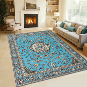 3D in trang trí nội thất khu vực Thảm Morocco không thấm nước có thể giặt cổ điển sang trọng màu xanh lớn Fluffy thảm cho phòng khách và phòng ăn - Product Image 4