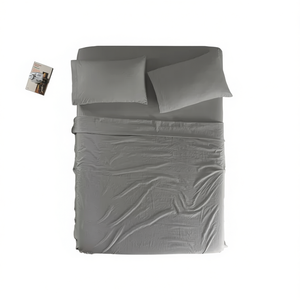 Viasoft Washed <b>Queen</b> <b>Size</b> <b>Sheets</b> Grey Cotton Home Bedding Adult All Season Plain Dyed Solid Style - Product Image 1