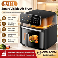 Friteuse à air électrique moderne grande capacité, double vision, double chauffage, Wi-Fi, multifonction, pour usage domestique, personnalisation ODM disponible, export