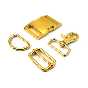 Top seller Alta Qualidade Pet <span class=keywords><strong>Dog</strong></span> Collar <span class=keywords><strong>Hardware</strong></span> De Metal Rose Gold Side Liberação Fivela E Tri-glide - Product Image 6