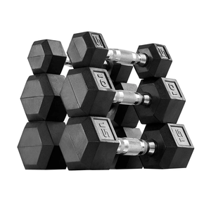 六角ゴム製ダンベルセット,カスタマイズされたプライベートロゴジムフィットネス機器10kg-50kg - Product Image 6