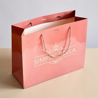 Sacs cadeaux en papier kraft écologiques personnalisés de luxe, sacs d'emballage pour boutiques de détail, sacs en papier pour vêtements de couleur rose