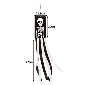 Decoraciones de Halloween transfronterizas: Cataventos de tela, guirnaldas de viento para patio, estilos de calavera/murciélago/calabaza/fantasmas para exteriores - Product Image 4