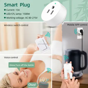 UL Certified Smart presa Wi-Fi Plug 15A/1500W funziona con Alexa & Google Home-On/Off luci di natale ventilatori