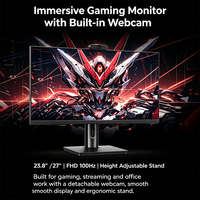 Moniteur 23,8''/27'' 1080P 100Hz FHD pour ordinateur de bureau, temps de réponse de 1 ms, anti-lumière bleue, moniteur de jeu PC avec webcam